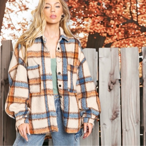 POL Plaid Shirt Jacket Shacket - Picture 6 of 10
